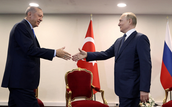 Tổng thống Thổ Nhĩ Kỳ Tayyip Erdogan và Tổng thống Nga Vladimir Putin.